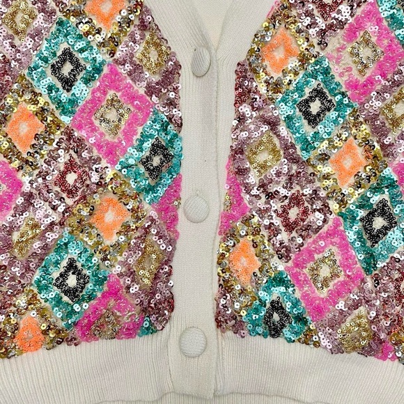American Vintage Multicolor Diamond Cardigan size M - Picture 4 of 8